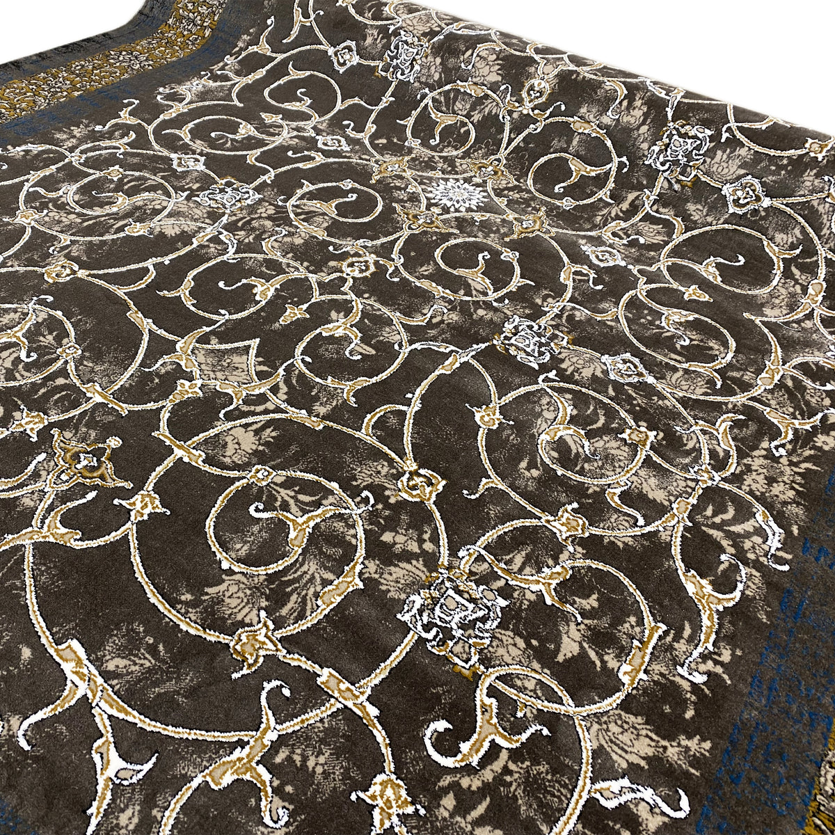 Teppich 170x240 cm mit detailreichem Barock-Ornament in Silber und goldenen Akzenten