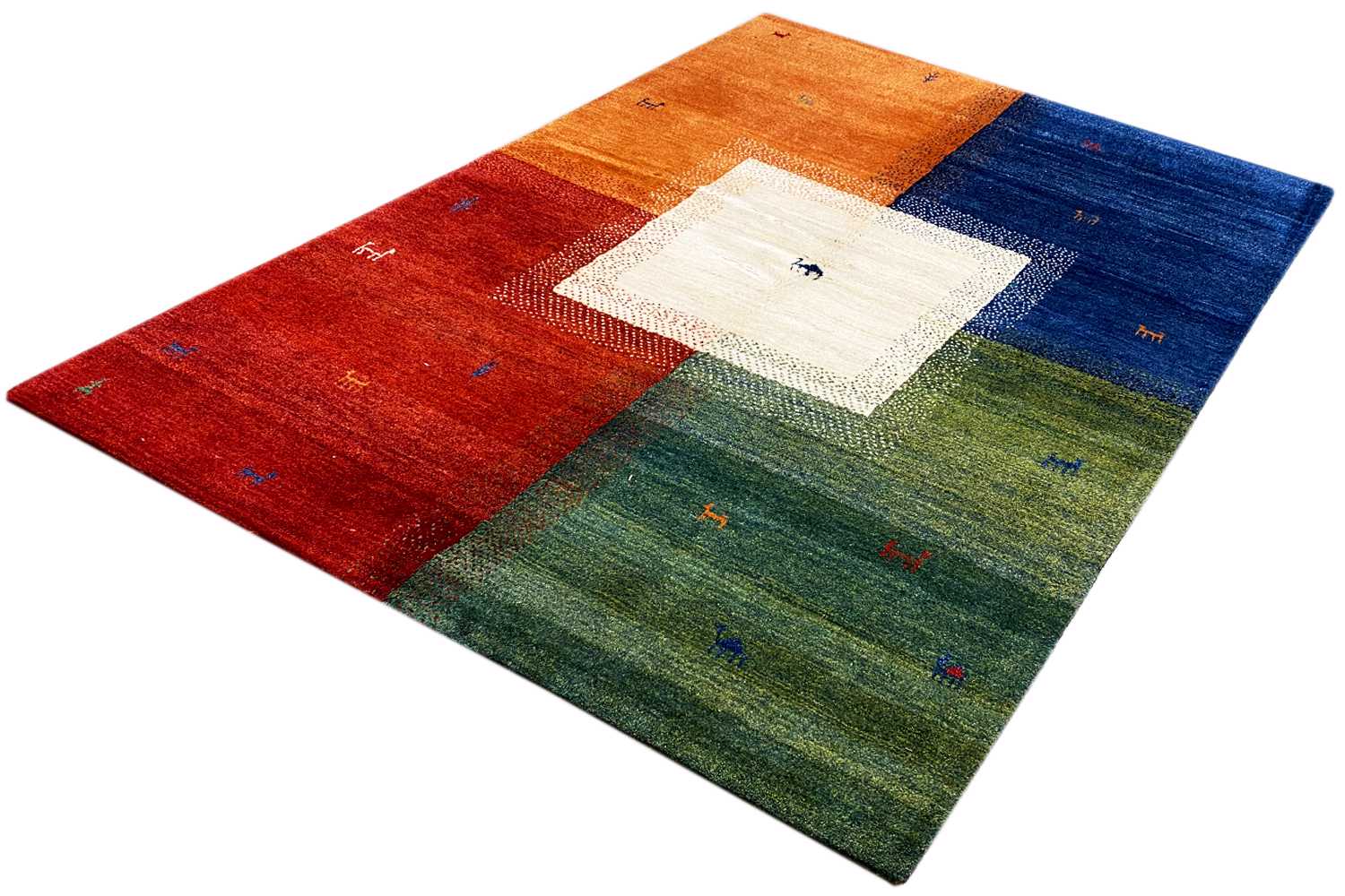 Mehrfarbiger Gabbeh Teppich (170x240 cm / 6x8 ft) - German Carpet Shop