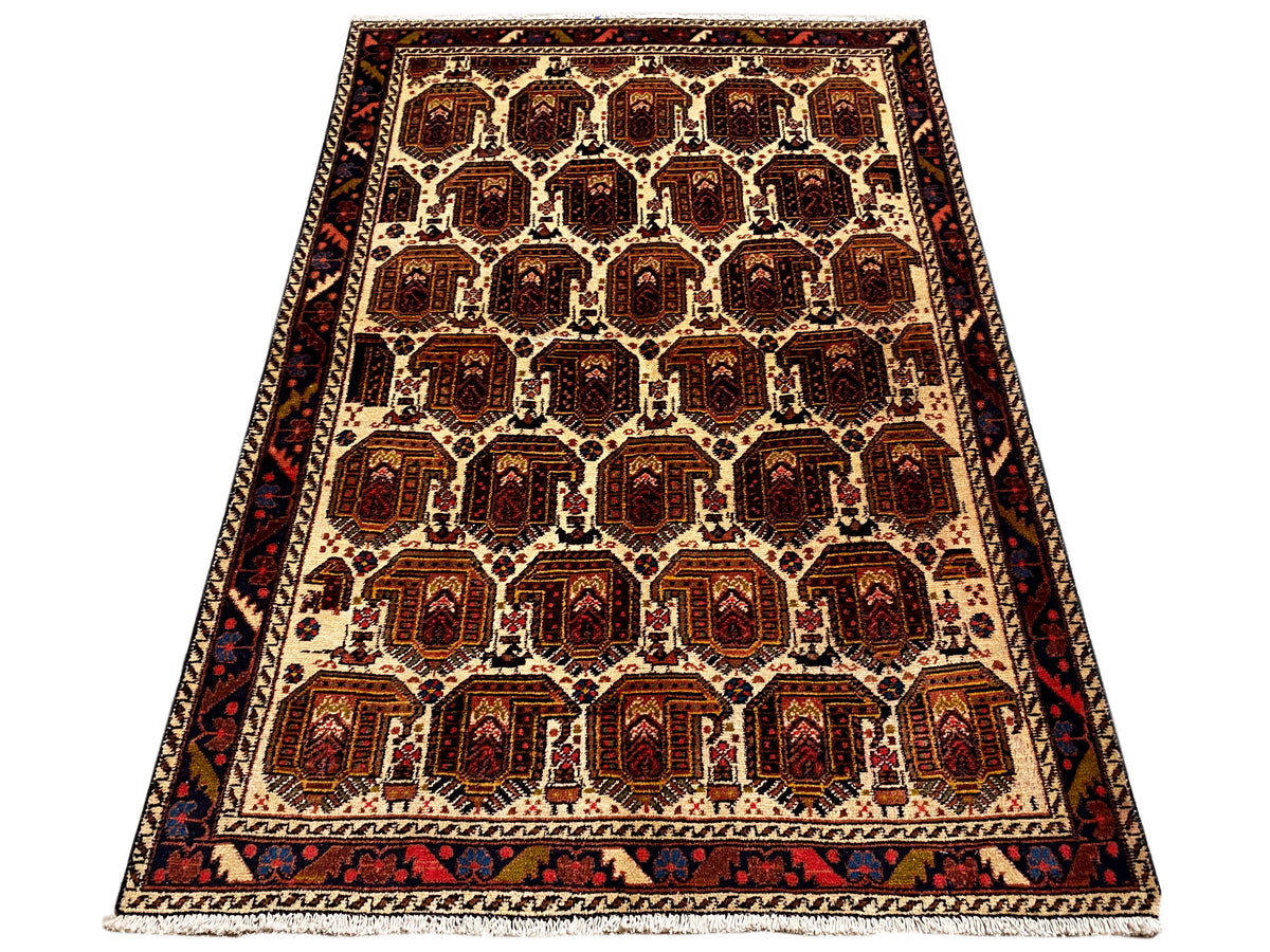 Shahre Babak Teppich (154x105 cm), Teppich in voller Größe mit Medaillons und breiter Bordüre