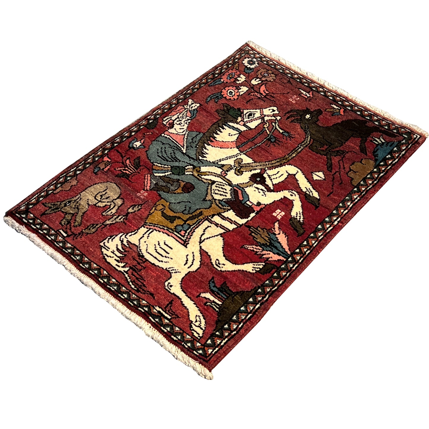 Poshti Teppich Hamedan Rot, 83x61cm - Premium Poshti Teppich from German Carpet Shop - Just €149! Shop now at German Carpet Shop