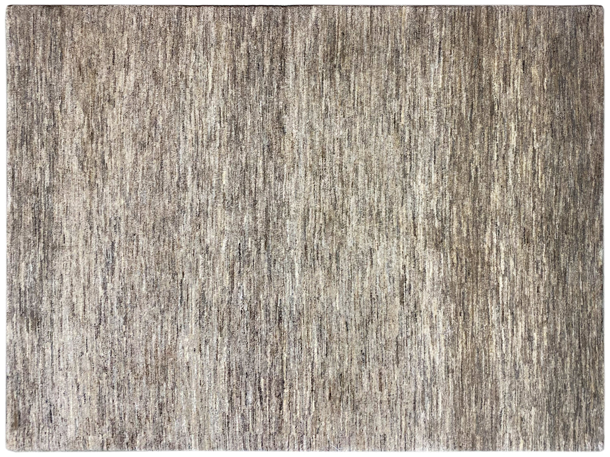 Gabbeh-Teppich rechteckig mit fein gemusterten Streifen in Grau und Beige