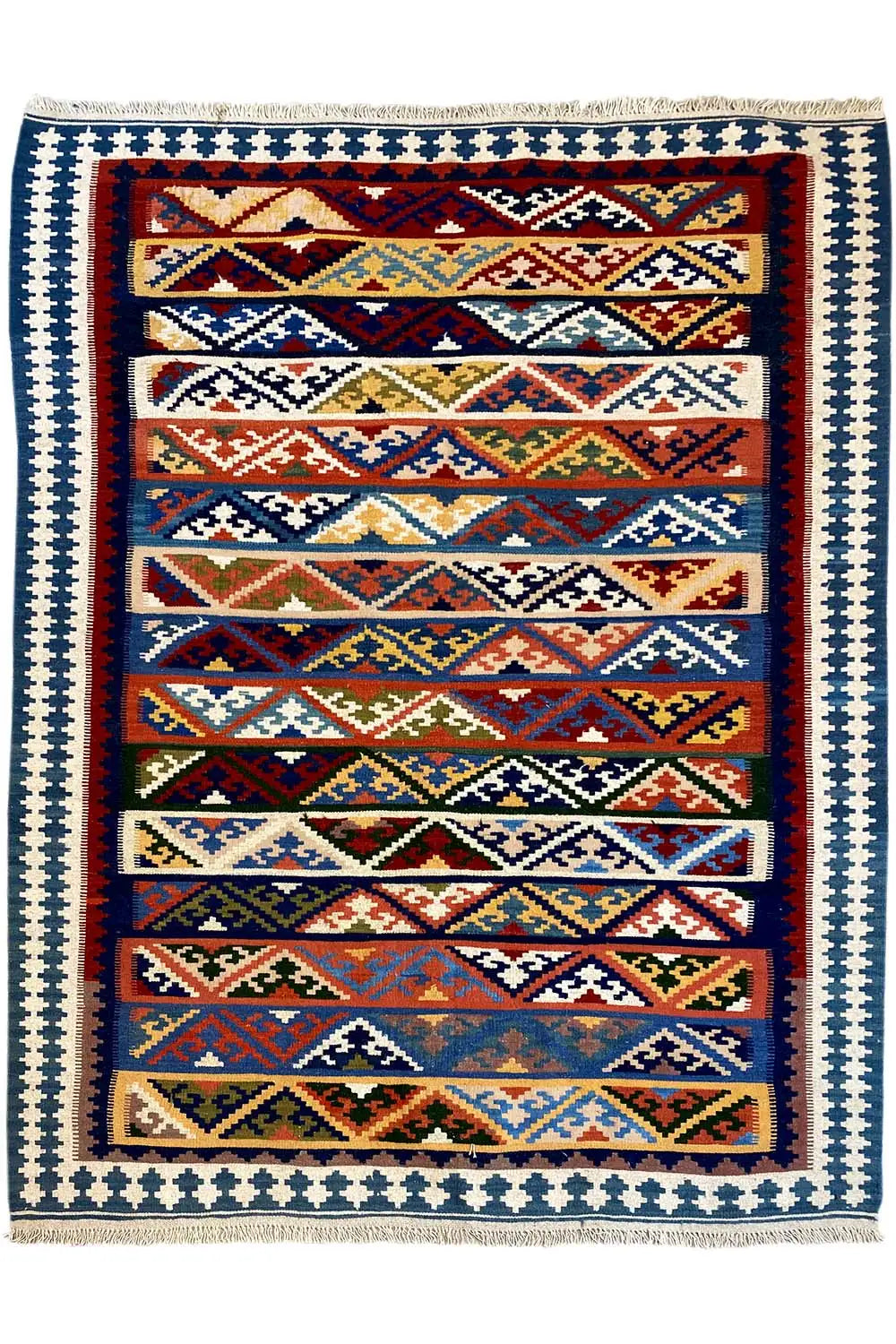 Kilim Qashqai - 301885 (226x155 cm) - Premium Kelim from German Carpet Shop - Just €350! Shop now at German Carpet Shop