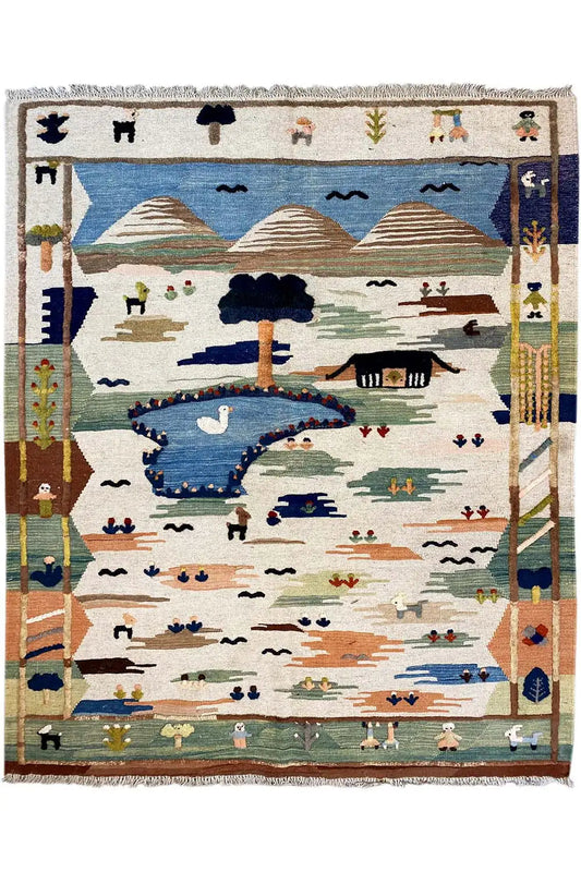 Kilim Qashqai  - (195x147 cm) - Premium Kelim from German Carpet Shop - Just €449! Shop now at German Carpet Shop