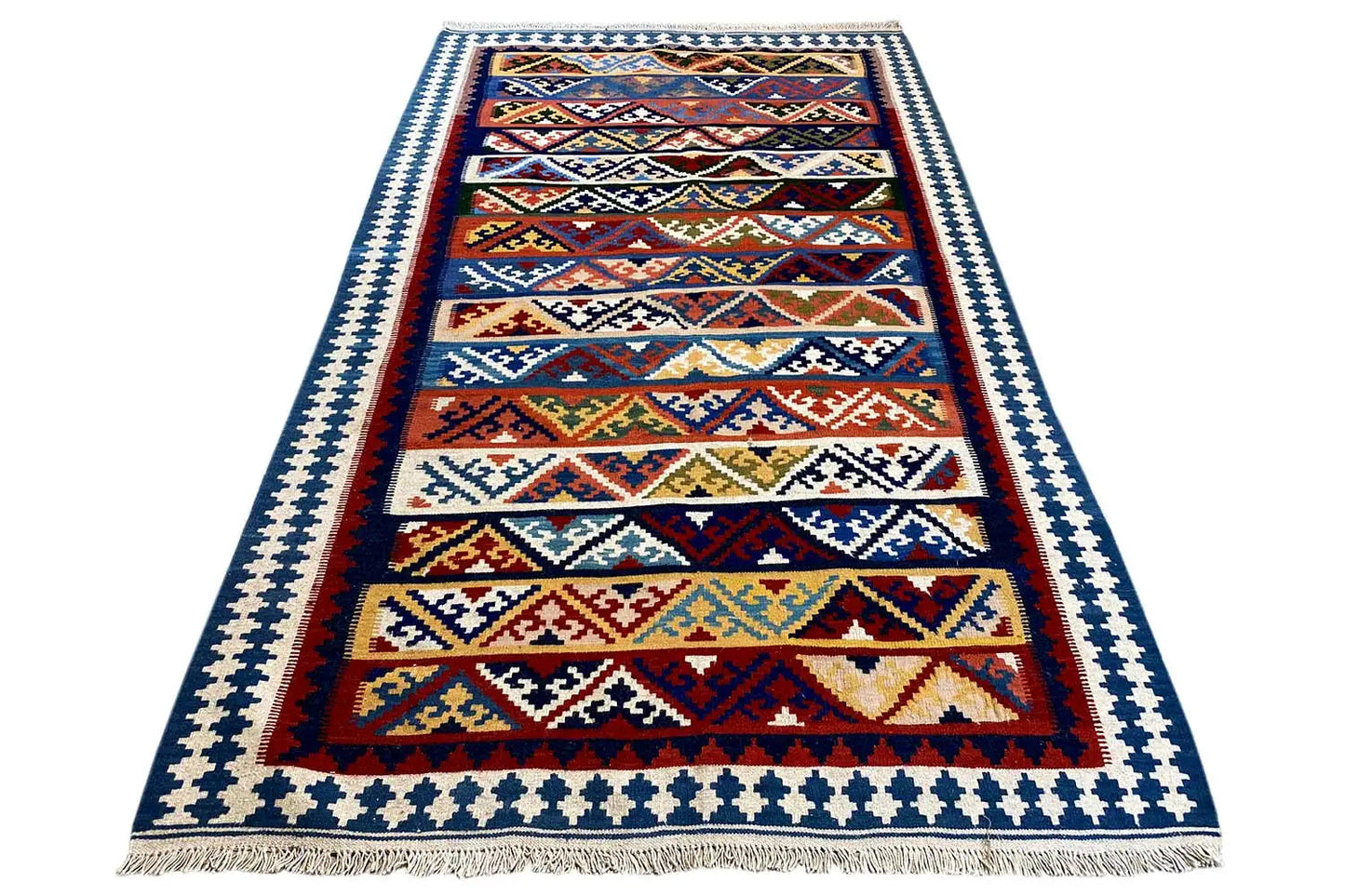 Kilim Qashqai - 301885 (226x155 cm) - Premium Kelim from German Carpet Shop - Just €350! Shop now at German Carpet Shop