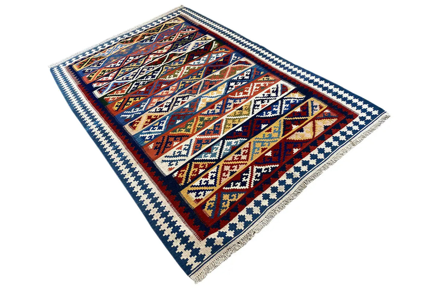 Kilim Qashqai - 301885 (226x155 cm) - Premium Kelim from German Carpet Shop - Just €350! Shop now at German Carpet Shop