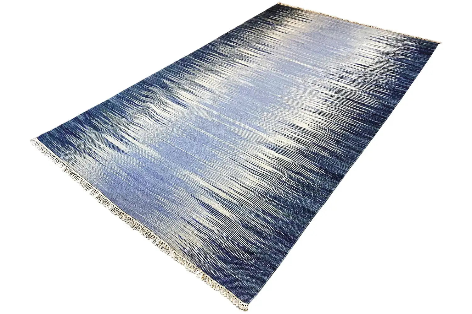 Blauer Ombré Kelim Dhurrie Teppich 160x230 cm - German Carpet Shop