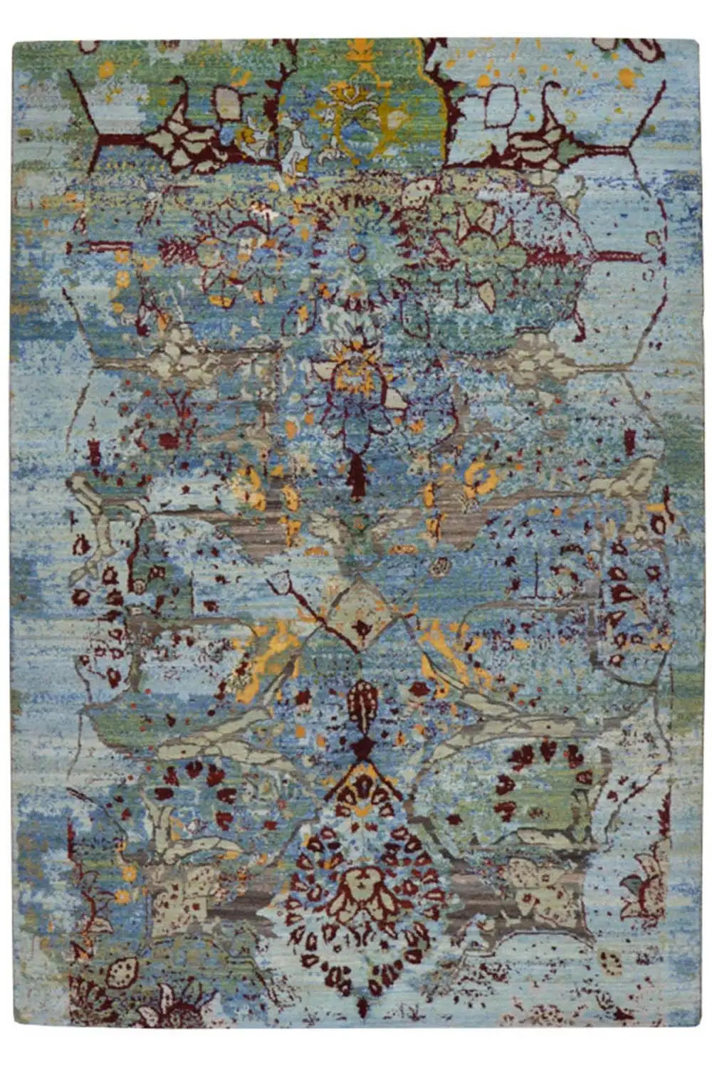 Gabbeh-Teppich Lori mit blau-hellblauem Ornamentmuster, ca. 239x165 cm