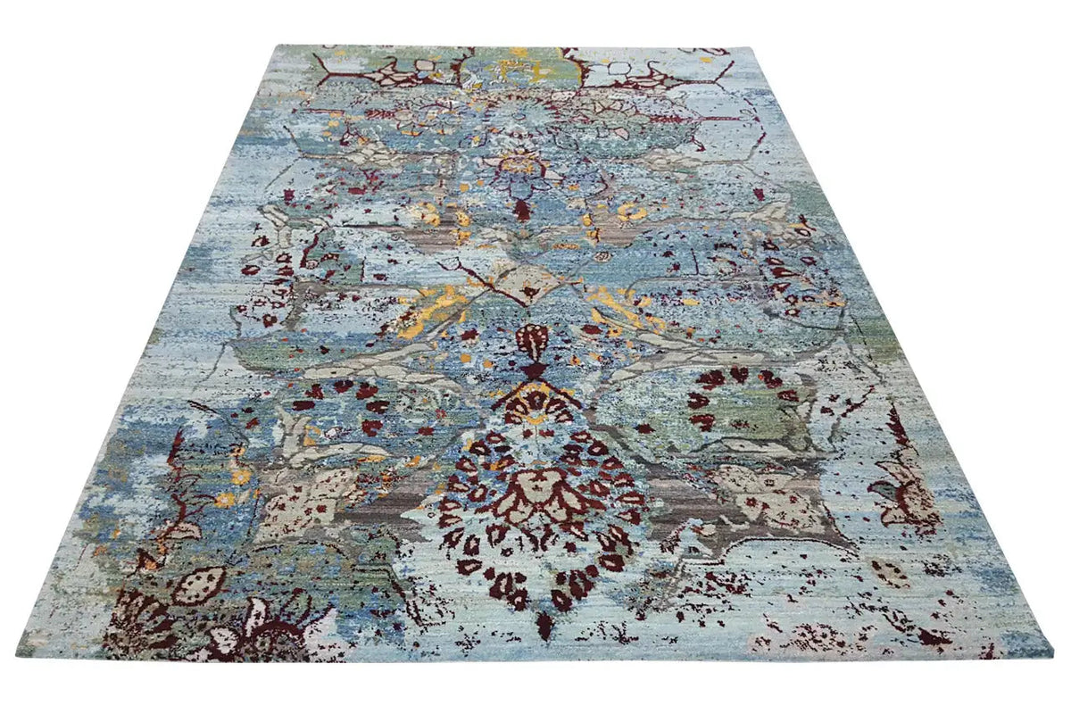 Gabbeh-Teppich Lori mit Ornamentmuster in Blau und Rot, 239x165 cm