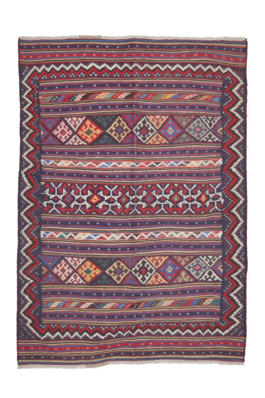 Kilim Sirjan - 905434 (216x147 cm) - Premium Kelim from German Carpet Shop - Just €349! Shop now at German Carpet Shop