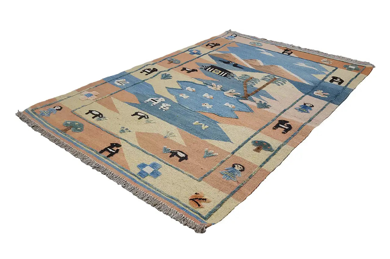 Kilim Qashqai - 605614 (150x102 cm) - Premium Kelim from German Carpet Shop - Just €229! Shop now at German Carpet Shop