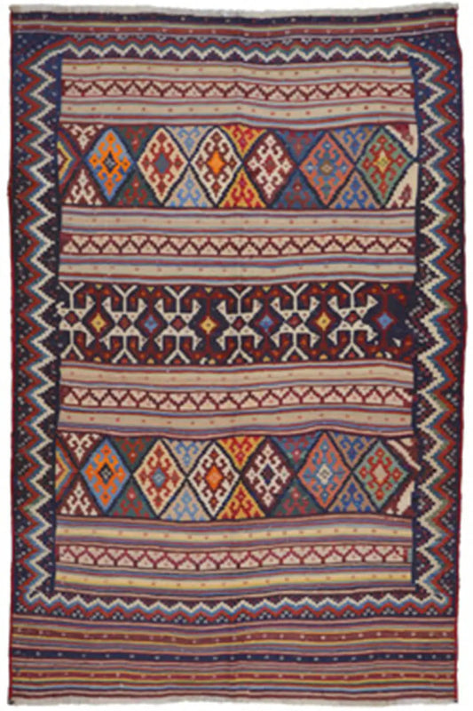 Kilim Sirjan - 905431 (219x145 cm) - Premium Kelim from German Carpet Shop - Just €349! Shop now at German Carpet Shop