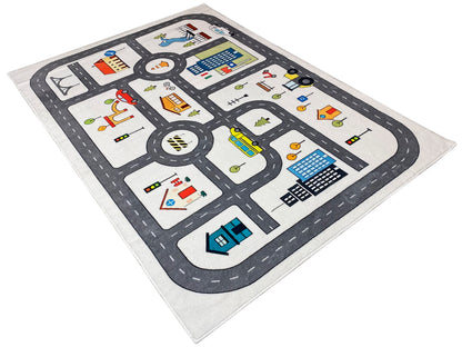 Kinderteppich „Straße“, grau, 140x200 cm