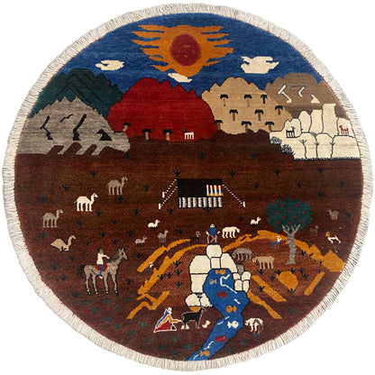 Gabbeh Teppich Braun, 107x107 cm