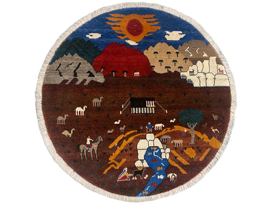 Gabbeh Teppich Braun, 107x107 cm