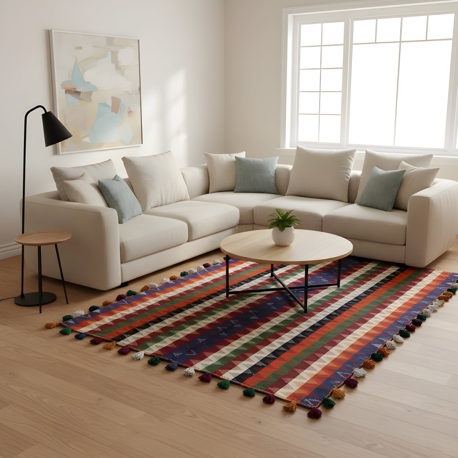 Schlafzimmer Handgewebter Jajim Wollteppich Ethno