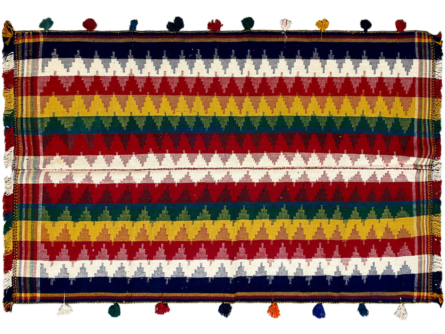 Salon handgewebter Jajim Teppich in kräftigen multicolor Streifen