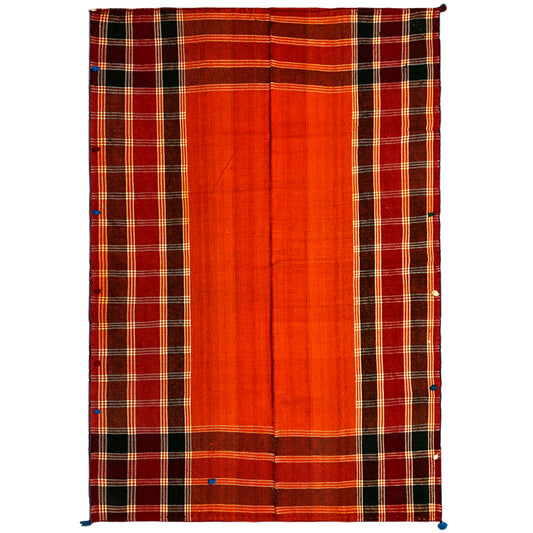 Wohnzimmer Jajim Teppich orange handgewebt mit traditionellem Karomuster