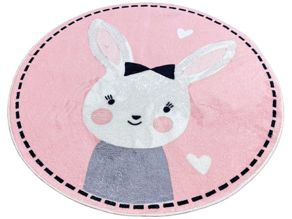 Runder Kinderteppich Hase, 100 cm