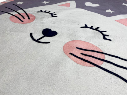 Runder Kinderteppich Katze, 120 cm
