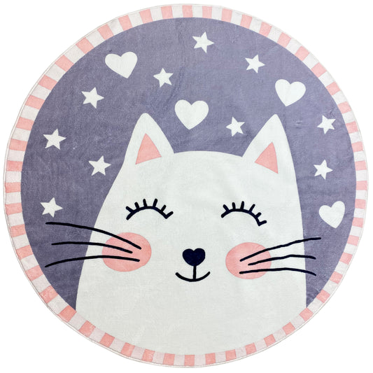 Runder Kinderteppich Katze, 160 cm
