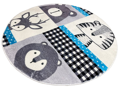 Runder Kinderteppich Tiere, 100 cm