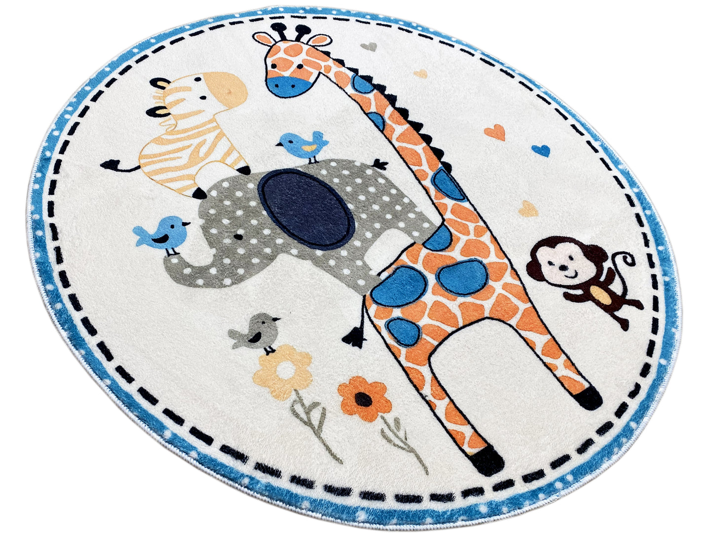 Runder Kinderteppich Tiere, 100 cm