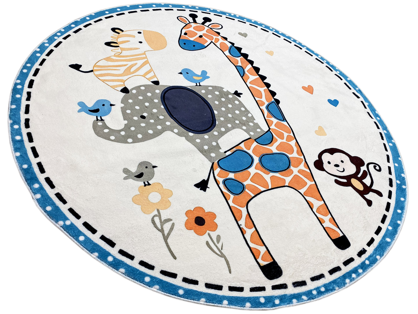Runder Kinderteppich Tiere, 120 cm