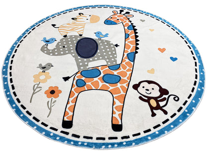 Runder Kinderteppich Tiere, 120 cm