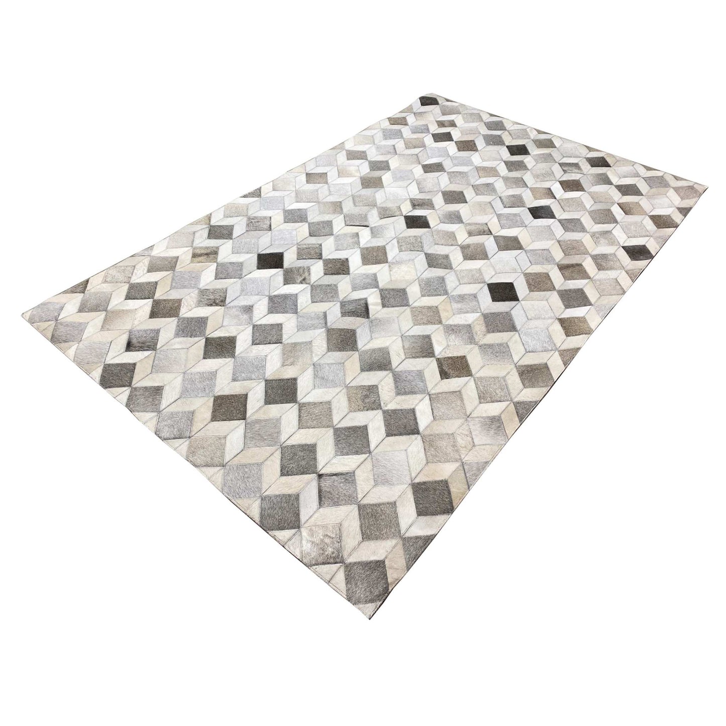 Geometrischer Kalbsleder-Teppich – 249x157 cm – Rutschfeste Rückseite - German Carpet Shop