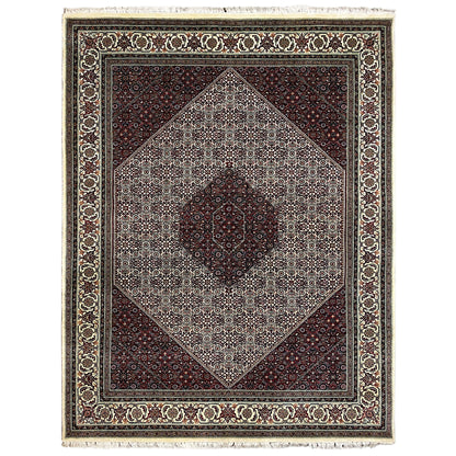 Handgeknüpfter Bidjar Teppich aus Wolle in Bordeauxrot und Creme, 295x249 cm