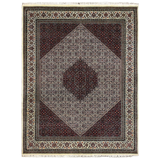 Handgeknüpfter Bidjar Teppich aus Wolle in Bordeauxrot und Creme, 295x249 cm