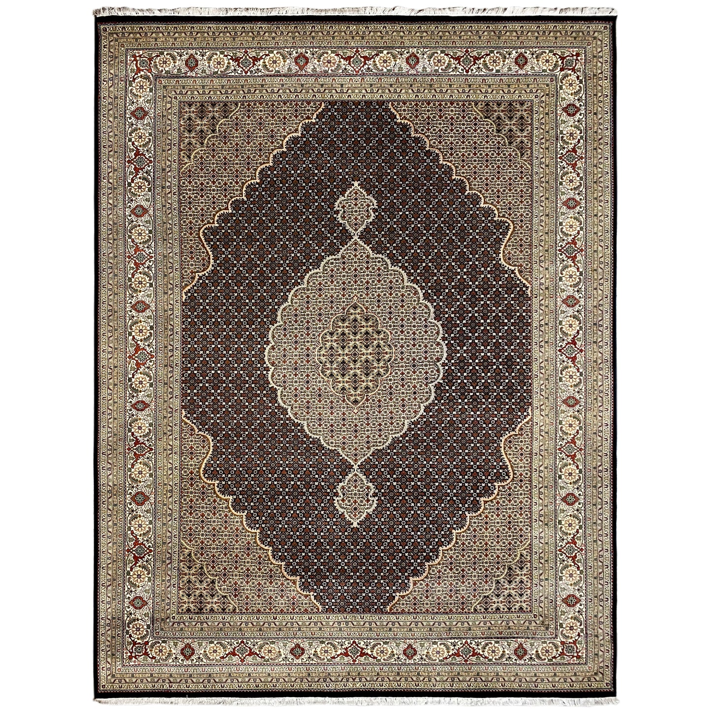 Premium Indo Tabriz Teppich braun creme German Carpet Shop