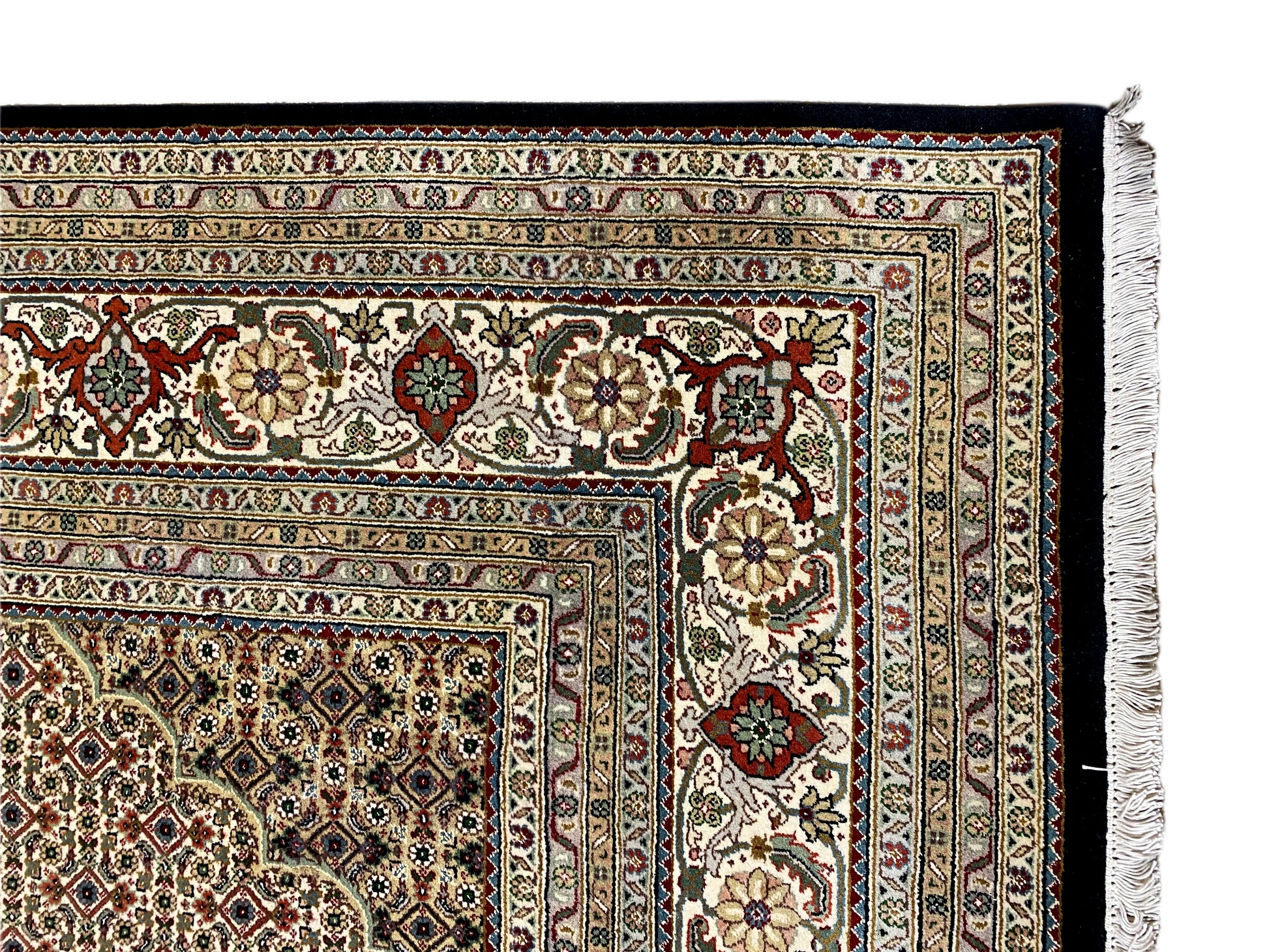 Luxuriöser Indo Tabriz Teppich in Braun mit klassischem Muster