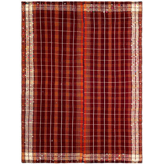 Wohnzimmer Jajim Teppich Kariert Rot 207x163 cm