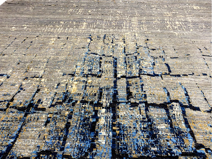 Eleganter moderner Teppich in Grau und Blau