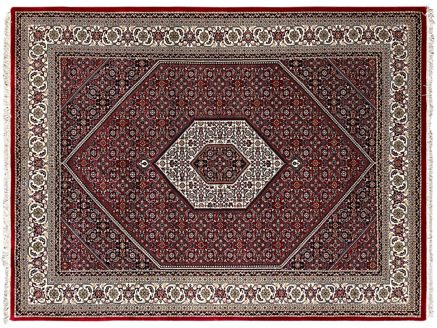 Perserteppich Bidjar floral geometrisch gemustert rot creme