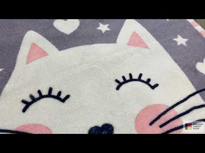 Runder Kinderteppich Katze, 100 cm